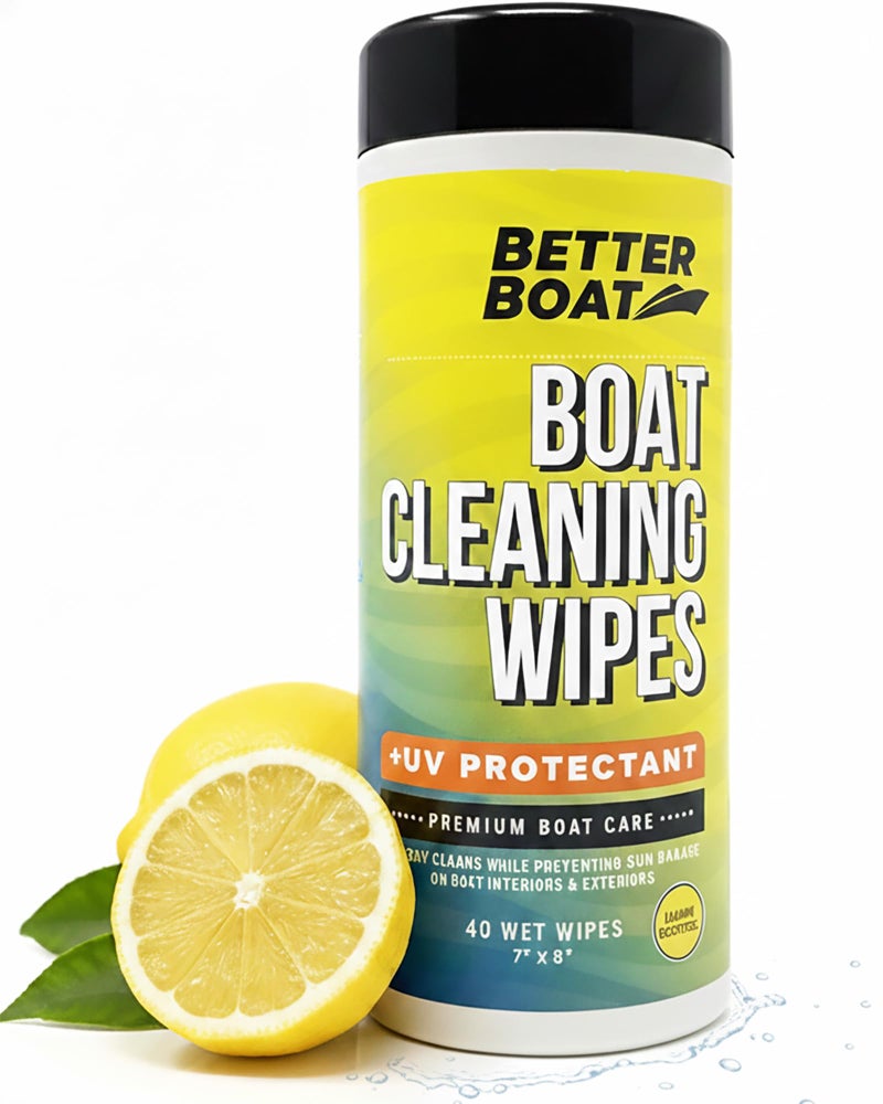 Better Boat Boat Cleaner Wipes with UV Protection, Marine Vinyl Cleaner and Protectant, for Boat Seats, Car Leather, Dashboard, Console, Interior, and Exterior Cleaning Supplies - Image 1